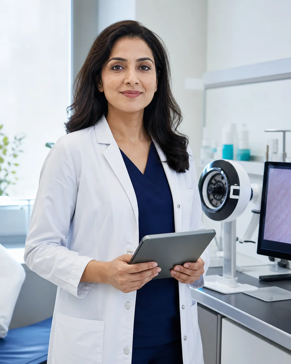 Portrait of fictional dermatologist Dr. Kavya Sethi