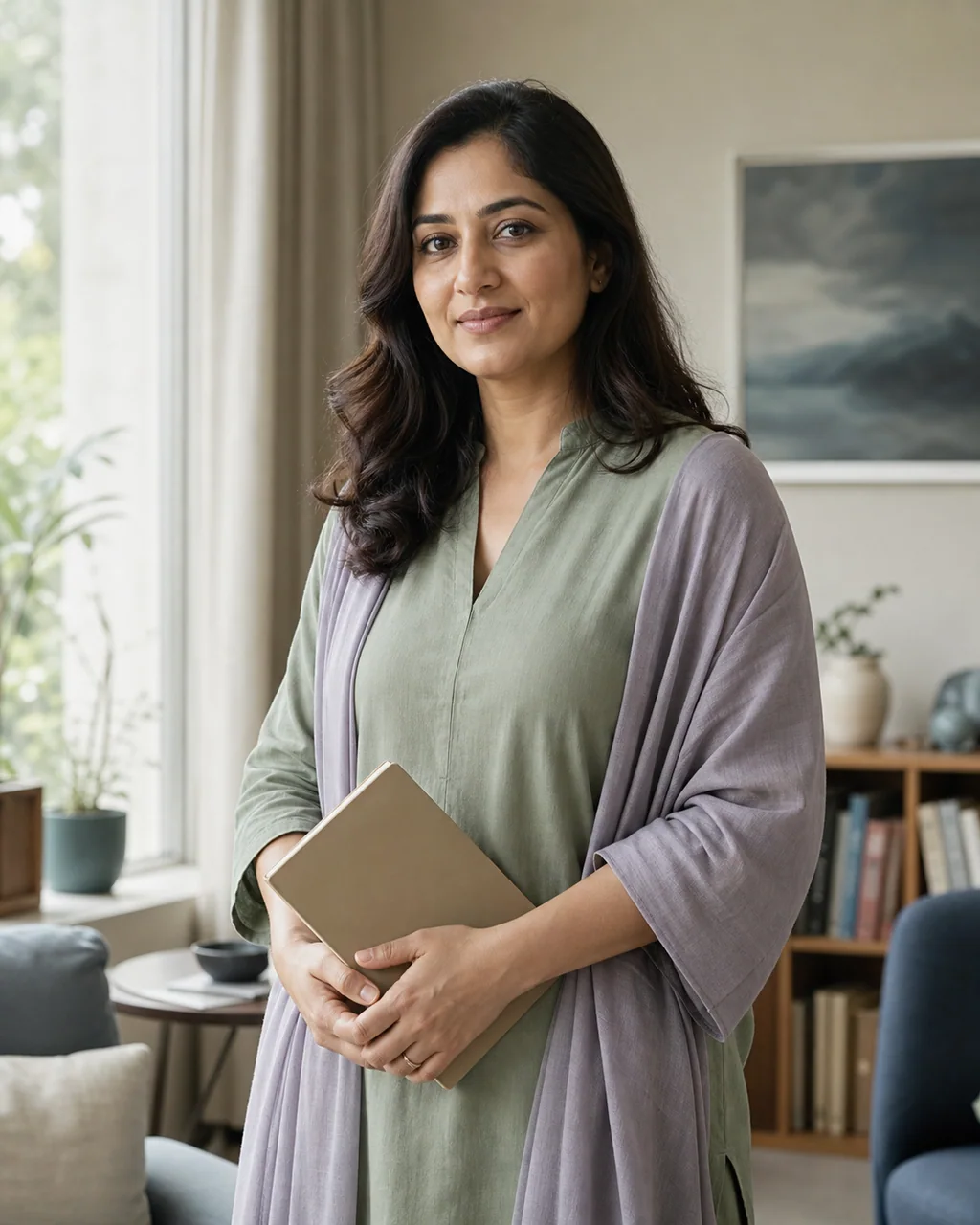 Portrait of fictional clinical psychologist Ms. Sana Mirza