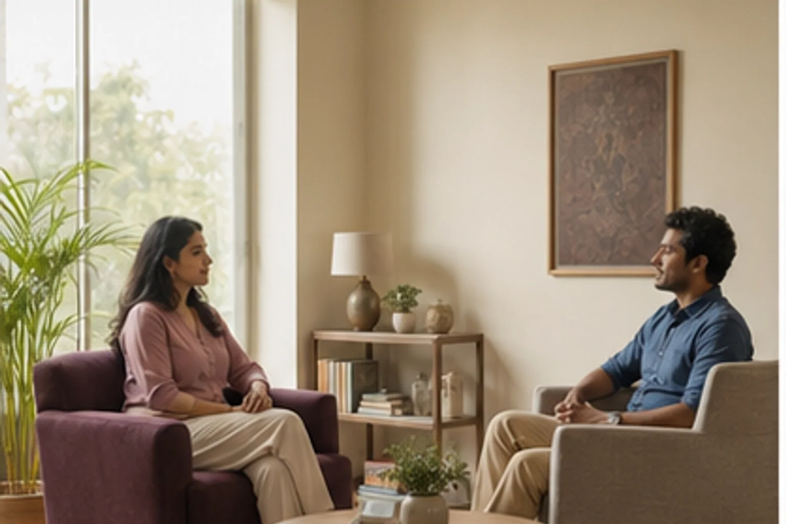Respectful conversation in fictional Sukoon centre